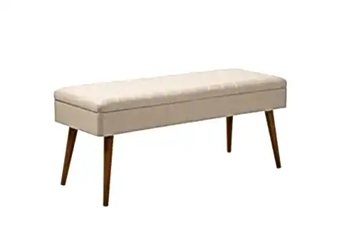 VİNA KUMAŞLI SANDIKLI BENCH, CEVİZ KREM, 1005