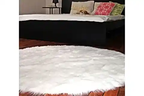 AKRİLİK KUZU POST HALI, YUVARLAK, BEYAZ, 100X100