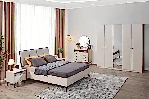 SOLİNA YATAK ODASI TAKIMI, BEJ, 5 KAPAKLI
