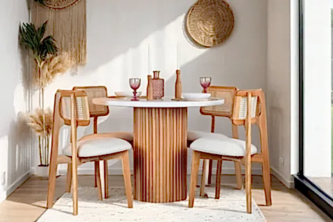 HAVEN AHŞAP NATURAL MASA SANDALYE TAKIMI, 100X100