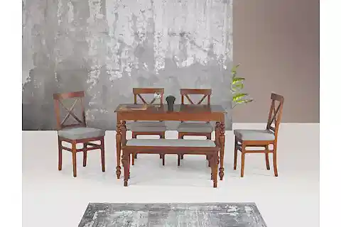 ALZANDO AÇILIR MASA ÇAPRAZ DÖŞEMELİ SANDALYE CEVİZ, 125X80
