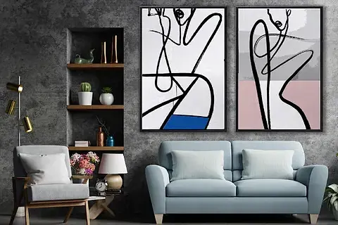 AHŞAP TRAVERTEN DOKULU SOYUT TABLO, 31 2'Lİ