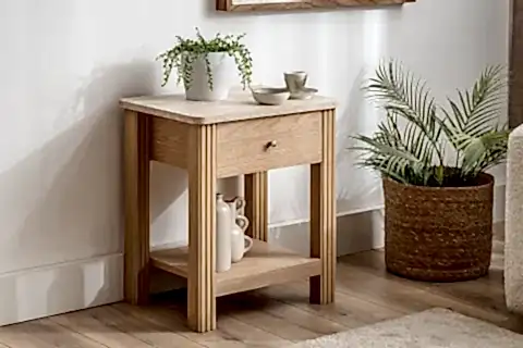 HAVEN ÇEKMECELİ KAHVE SEHPASI, MEŞE TRAVERTEN