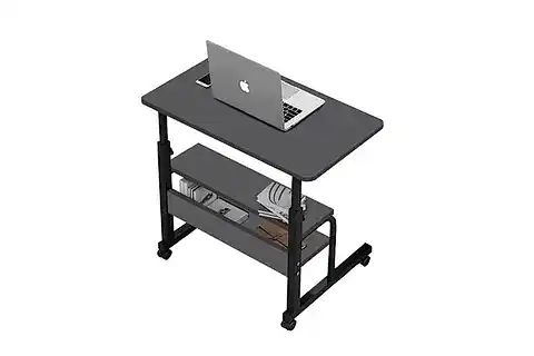 YÜKSEKLİK AYARLI ÇİFT RAFLI LAPTOP SEHPASI, ANTRASİT 70X40