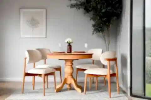 KASTEL NATURAL AHSAP DÖŞEMELİ AÇILIR MASA TAKIMI, 100X100