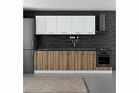 MİNAR LOTUS 290 CM MUTFAK DOLABI BEYAZ DORE 290-D3