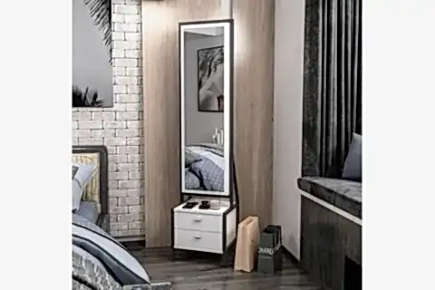 ELEGANTE AYNALI TAKI DOLABI, ÇEKMECELİ, BEYAZ