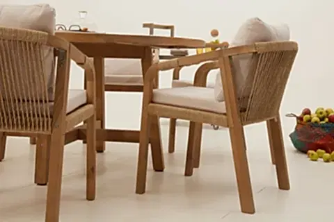 MONTE CARLO YUVARLAK MASA TAKIMI, 6 KİŞİLİK, KREM