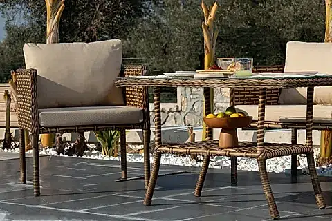 LETRA RATTAN İKİLİ BAHÇE MOBİLYASI, KAHVERENGİ