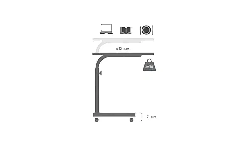 YÜKSEKLİK AYARLI LAPTOP VE SERVIS SEHPASI, ÇAM BEYAZ