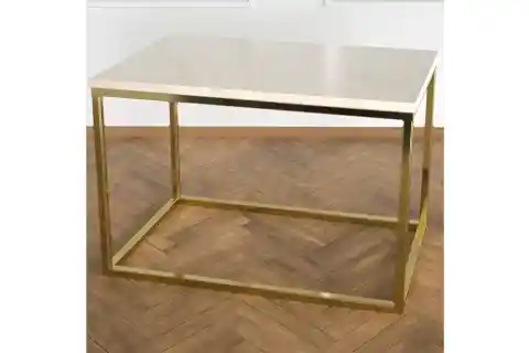 POTRİCA YAN SEHPA PİRİNÇ AYAK BEJ MERMER TABLA