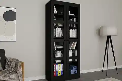 LUCAS CAM KAPAKLI VİTRİN BÜFE, SİYAH