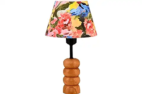 EVLİGHT FRESH AHŞAP AYAKLI KUMAŞ BAŞLIK ABAJUR