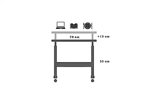 YÜKSEKLİK AYARLI LAPTOP SEHPASI, ATLANTİK ÇAM BEYAZ, 70X40