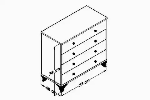 EDA 4 ÇEKMECELİ ŞİFONYER, BEYAZ