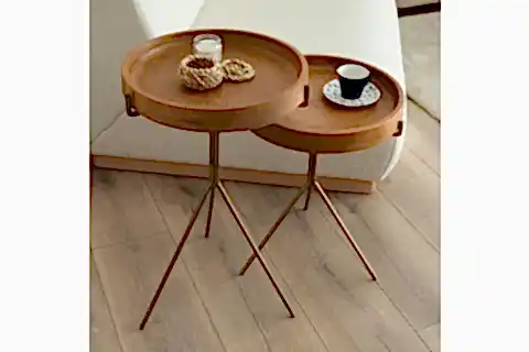 ANTİK ESKİTME GOLD YAN SEHPA TAKIMI, İKİLİ