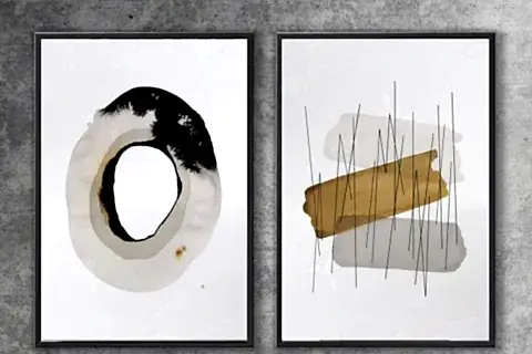 AHŞAP TRAVERTEN DOKULU SOYUT RESIM TABLO, 60X90, 26 2'Lİ