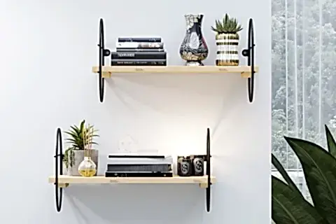 BİNO İKİLİ DUVAR RAFI, SİYAH KAHVE