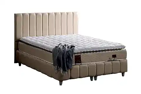 NARVA BAZA BAŞLIK VE REAL PEDLİ YATAK SETİ, BEJ, 90X190