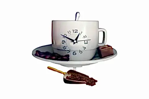 SALLANIR SARKAÇLI KAHVE FİNCANI DUVAR SAATİ