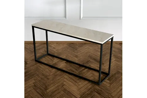 POTRİCA METAL DRESUAR, SİYAH AYAK BEJ MERMER TABLA