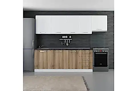 MİNAR EZGİ 280 CM MUTFAK DOLABI BEYAZ DORE 280-D4