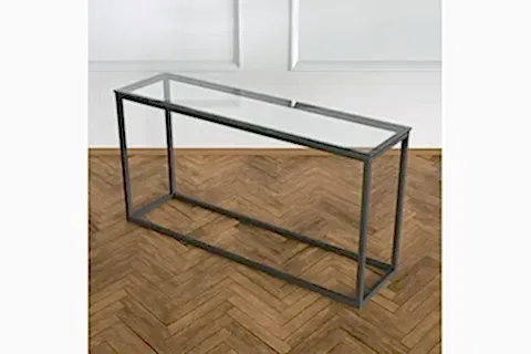 POTRİCA METAL DRESUAR, SİYAH AYAK, ŞEFFAF CAM TABLA