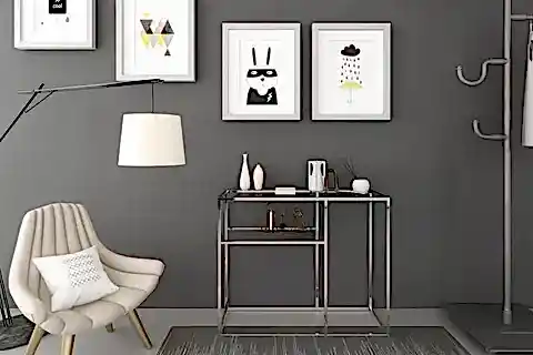 LUMİNA METAL DRESUAR, PASLANMAZ AYAK, ŞEFFAF CAM TABLA