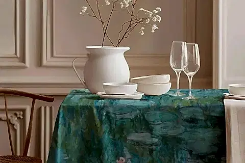 NİLÜFER BAHÇESİ PAMUK MASA ÖRTÜSÜ, 100X100 CM