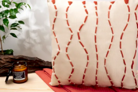 DFN HOME OSLO PÜSKÜLLÜ İKİLİ KIRLENT SETİ, KIRMIZI