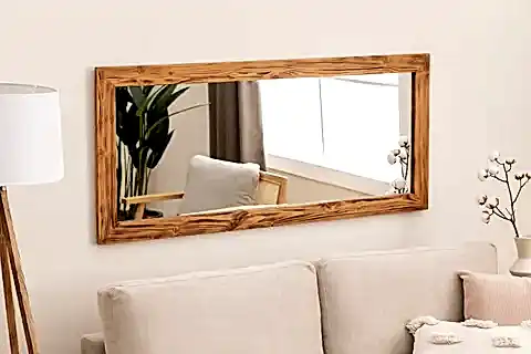 MASİF AHŞAP DİKDÖRTGEN DEKORATİF DUVAR BOY AYNASI 100X40
