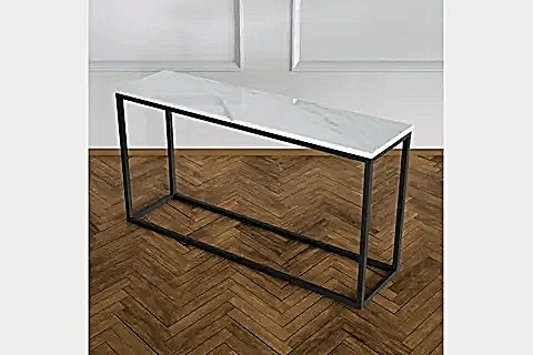 POTRİCA METAL DRESUAR ,SİYAH AYAK BEYAZ MERMER TABLA