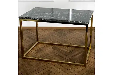 POTRİCA YAN SEHPA, PİRİNÇ AYAK, SİYAH MERMER TABLA