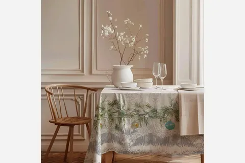 GÜMÜŞ YILBAŞI PAMUK MASA ÖRTÜSÜ, 100X100 CM