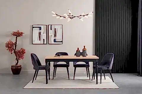 BLACK AHŞAP MASA TAKIMI, 140X80
