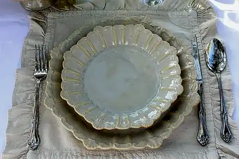CORİNTH YEMEK TAKIMI, ÜÇLÜ SET, 1 KİŞİLİK, KOTON KREM