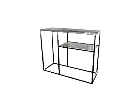 LUMİNA METAL DRESUAR, PASLANMAZ AYAK, ŞEFFAF CAM TABLA