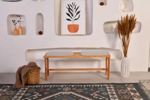 CHERİ İSKANDİNAV MASİF BENCH, KREM