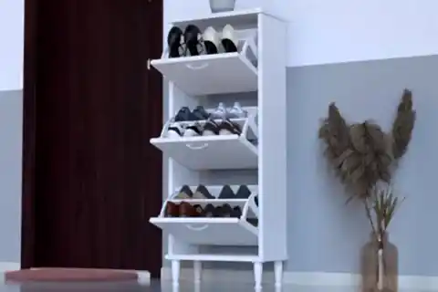 VARBİ AYAKLI 52 CM 3 DÜŞER KAPAKLI AYAKKABILIK, BEYAZ