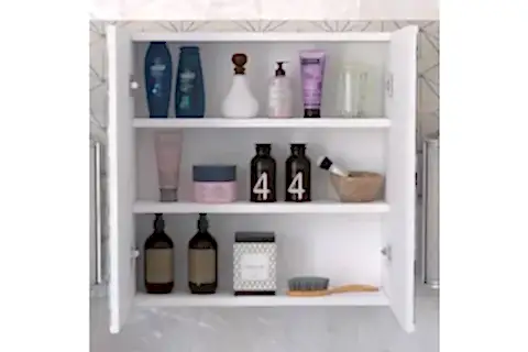 LİSA RAFLI AYNALI BANYO ÜST DOLABI, BEYAZ