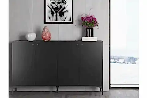 HESTİA PREMIUM KONSOL, 4 KAPAKLI, SİYAH, 160 CM