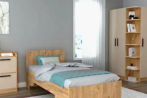 LUSES TEK KİŞİLİK KARYOLA, ATLANTİK ÇAM BEJ, 90X190