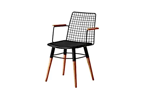 AHŞAP KOLLU TEL SANDALYE, 2 ADET