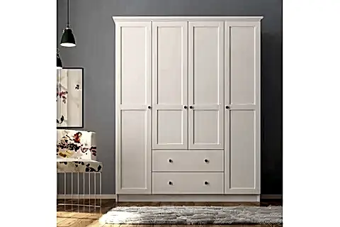 SİDE GARDIROP, BEYAZ, 4 KAPAKLI