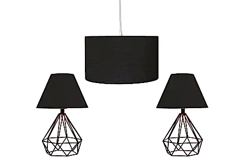 ELMAS ABAJUR SET, SİYAH