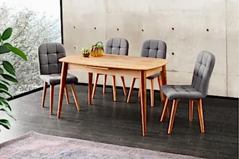 ESSEN MASA VE ETRO SANDALYE TAKIMI, SAFİR MEŞE, 130X80
