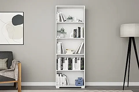 LUCAS SERİSİ KİTAPLIK, MAT BEYAZ, 5 RAFLI