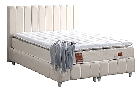 NARVA BAZA BAŞLIK VE REAL PEDLİ YATAK SETİ, KREM, 90X190