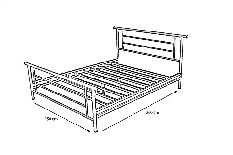 ZAMBAK METAL KARYOLA, ÇİFT KİŞİLİK, SİYAH, 150X200