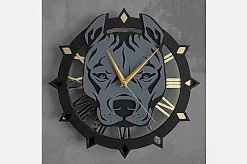 PİTBULL SİLÜETİ DUVAR SAATİ